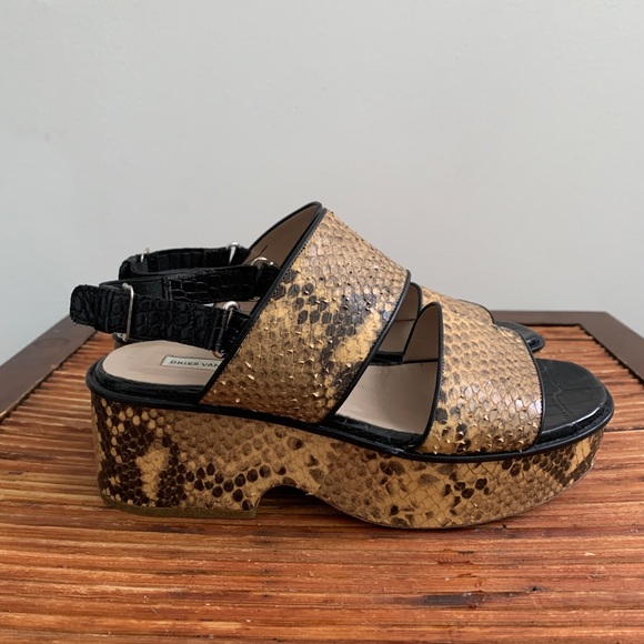 DRIES VAN NOTEN Snakeskin Wedge Sandal 36.5 Italy - Picture 2 of 8